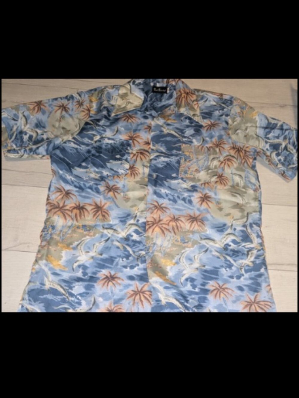 Vintage Mod Bud Berma Hawaiian Button Front Shirt Size L - The Sea W/ Seagulls